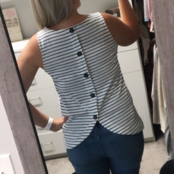 Button Back Striped Tank - Picture 7 of 7